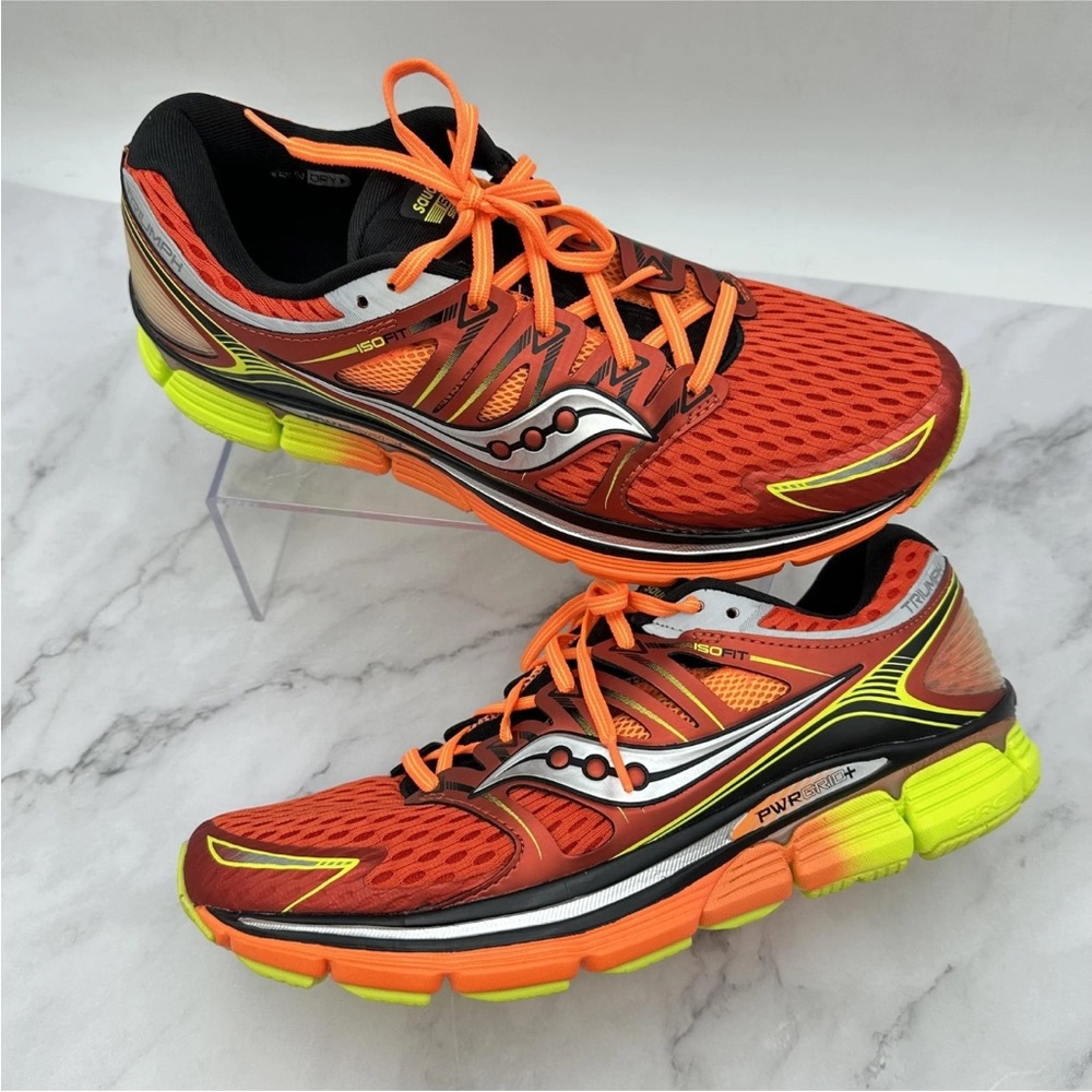 Saucony Triumph ISO Shoes Mens Size 11.5 Orange Neon Running Sneakers S20262-5